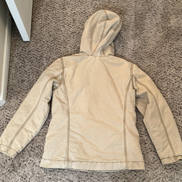 Carhartt Canvas Hooded Jacket Tan Quilted Lined Zip Front Women's XS (0/2) - Picture 12 of 16